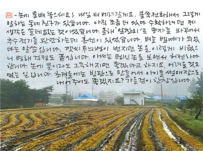- 가을걷이 한창입니다.